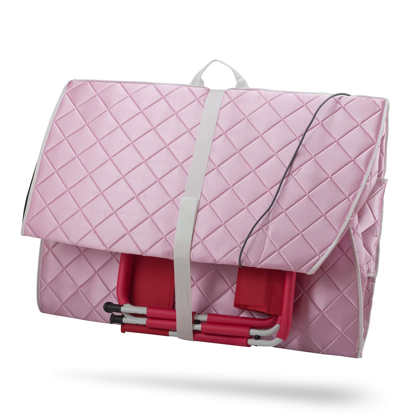 Durasage Personal Ultra Low EMF Portable Infrared Sauna Spa for Home – Detox, Relaxation, 30-Min Timer, Handheld Remote, Heated Footpad, and Chair (Light Pink)
