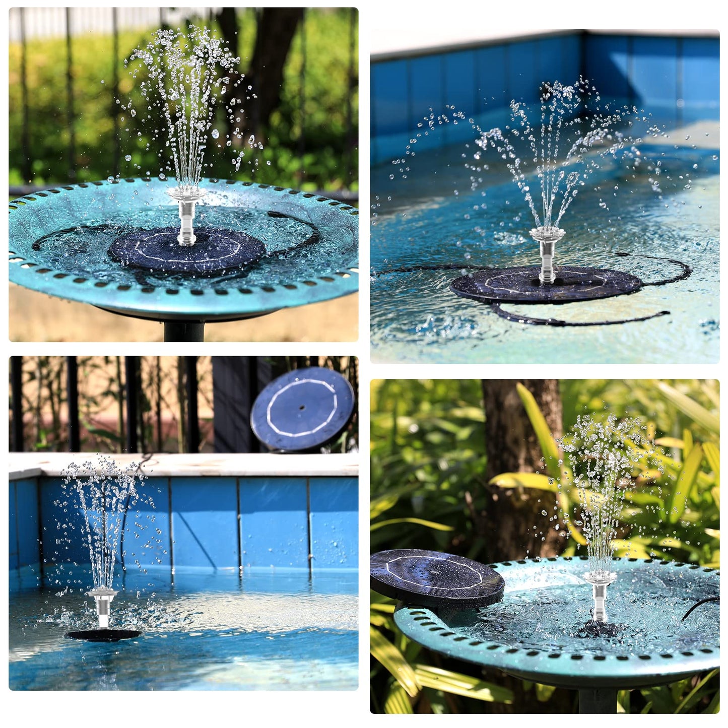 AISITIN 3.5W Solar Fountain Pump for Water Feature Outdoor DIY Solar Bird Bath Fountain with Multiple Nozzles, Solar Powered Water Fountain for Garden, Ponds, Fish Tank and Aquarium