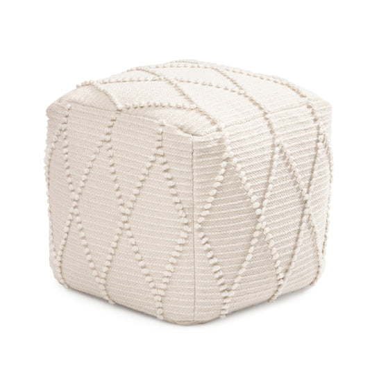 Anji Mountain Pouf Ottoman Foot Rest, Handmade Ottoman Pouf, Comfortable Foot Stool, Decorative Floor Seating for Living Room Decor, Bedroom & Home Décor Accent - Ivory