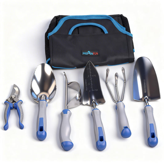 8-Piece Gardening Tools Set, Rust-Proof Stainless Steel Garden Tool with Ergonomic Handles, Ideal Gardening Gifts Set for Women Men, Includes Storage Bag, Gloves, Pruner, and Weeder