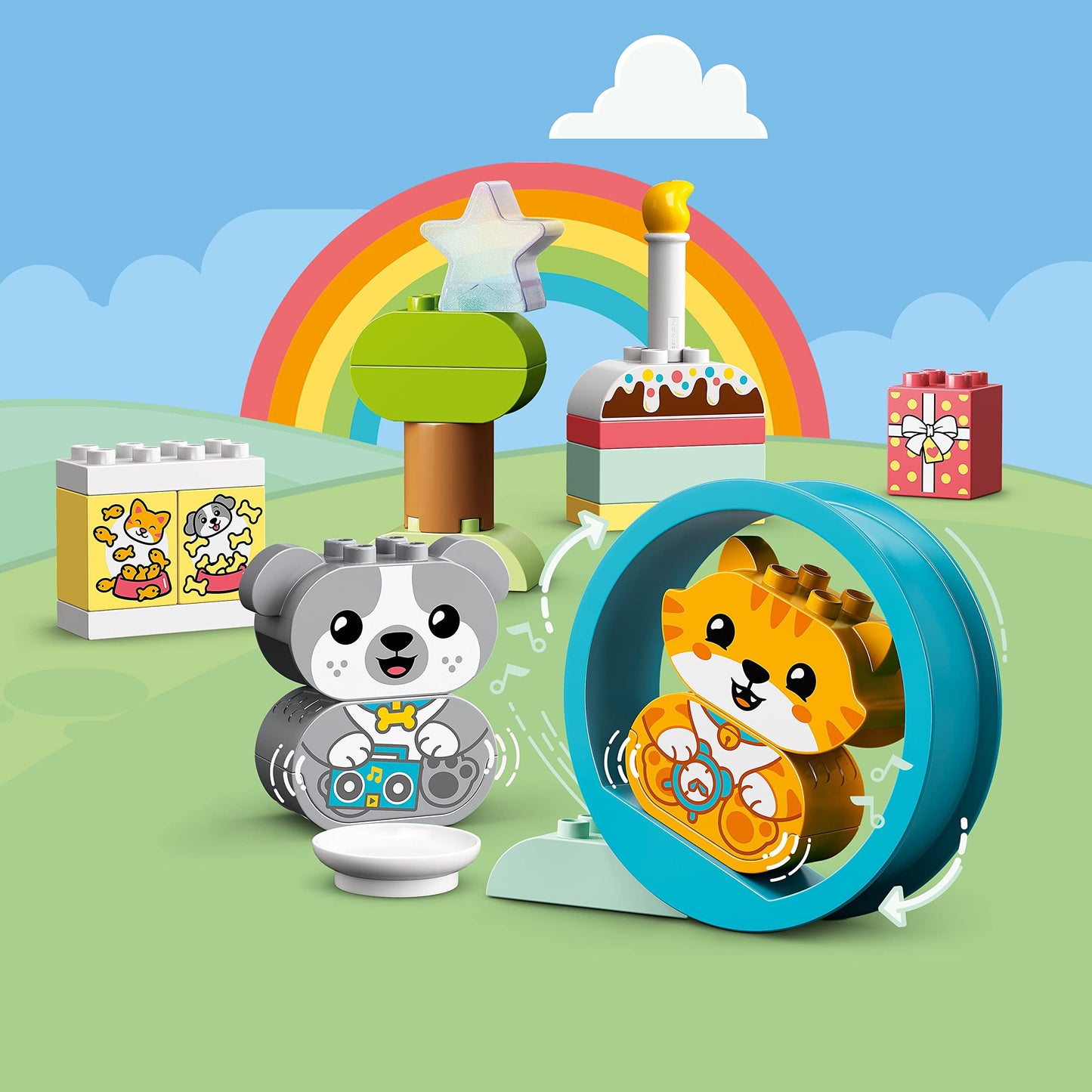 LEGO DUPLO My First Puppy & Kitten with Sounds 10977 Pet Animal Toys for Toddlers 1 .5-3 Years Old, Early Development Set with Large Bricks