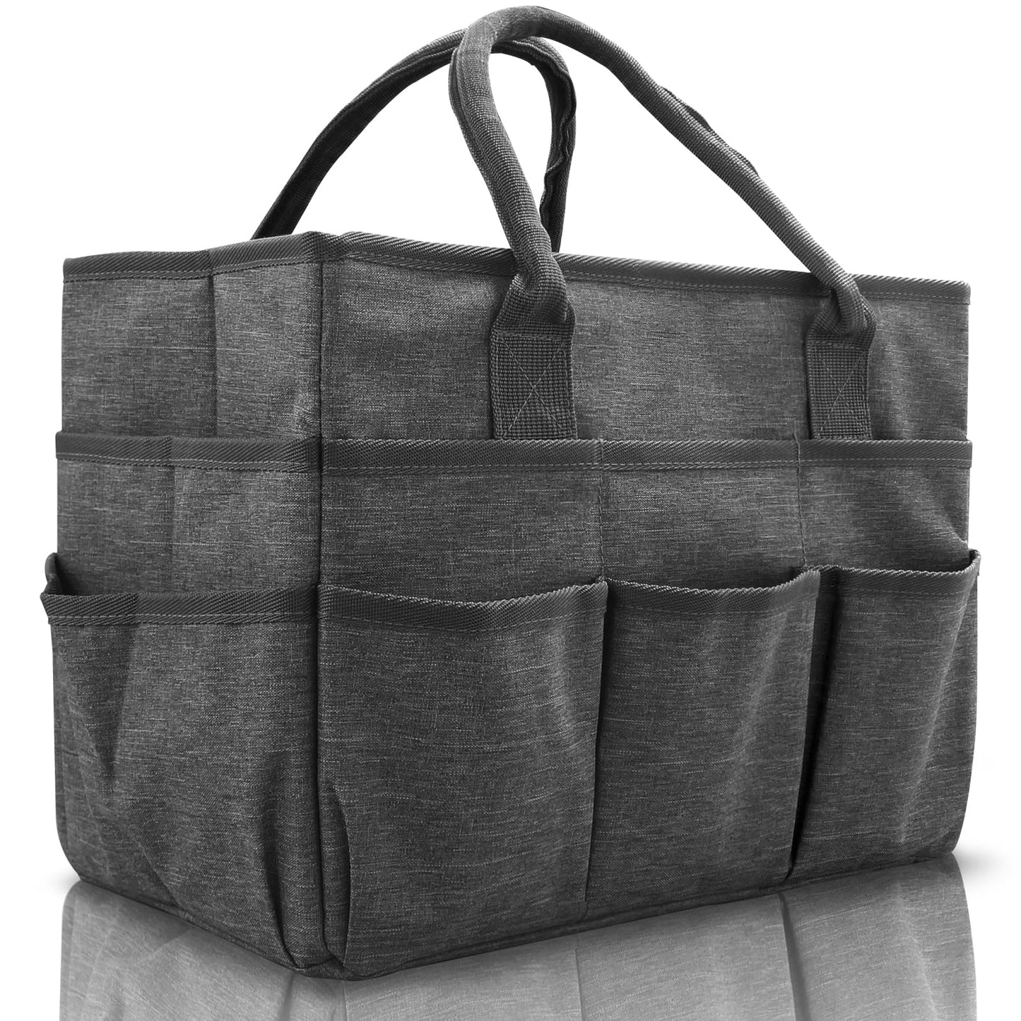 Cupohus Art Organizer Craft Storage Tote Bag with Pockets and Handles, Oxford Fabric Carrying Caddy for Teacher, Officer, Artist, Students, Traveler, and More –Grey