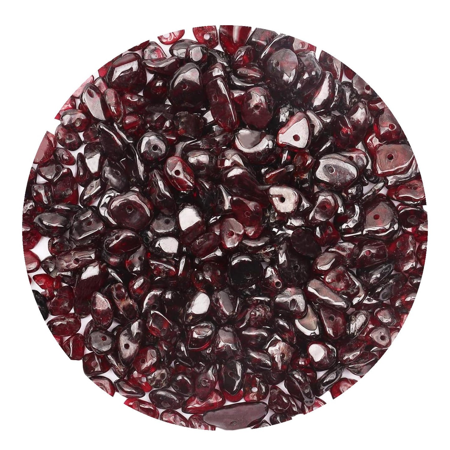 Natural Chip Stone Beads 450pcs Garnet Chips 5-8mm Genuine Real Irregular Healing Crystal Rocks Hole Drilled DIY Loose Gemstone Beads for Jewelry Making Bracelet Earrings Necklace Crafting