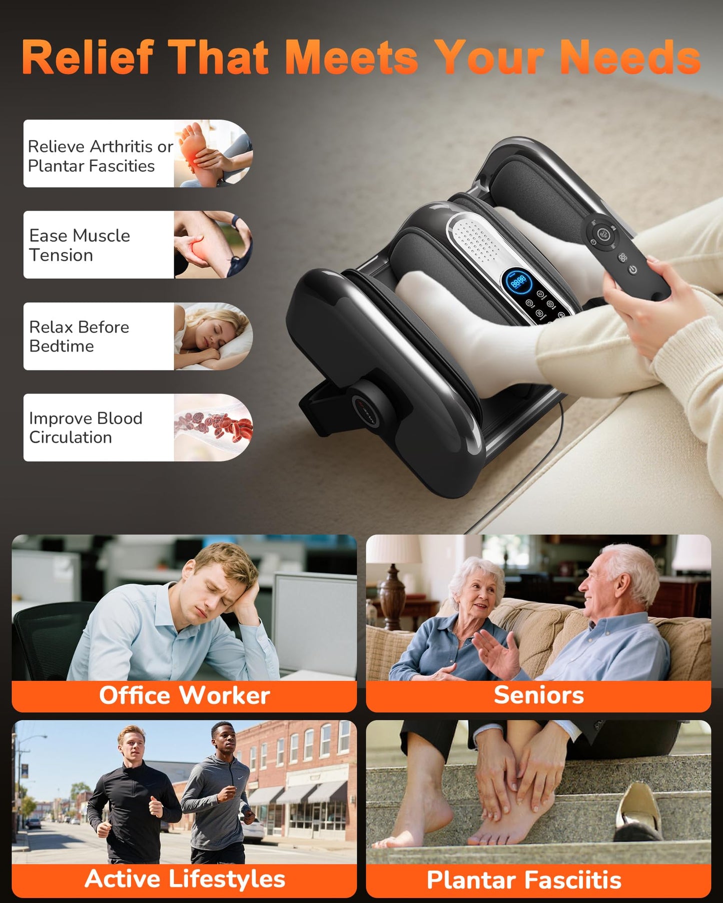 JZBRAIN Shiatsu Foot Massager Machine with Heat : Deep Kneading Calf Massager with Vibration for Plantar Fasciitis, Neuropathy, Pain Relief, Circulation for Home and Office Use
