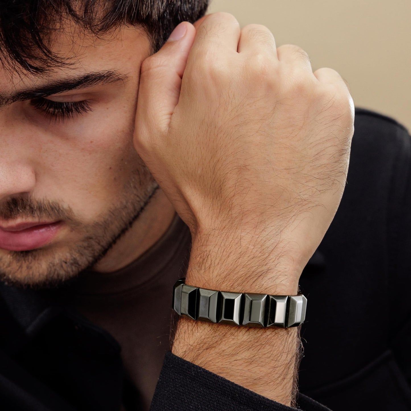 First Fathers Day Bracelet Gifts for New Dad Geometric Hematite Bracelet for Men New Dad Gifts Birthday Jewelry Hematite Grounding Bracelets Reignite Masculine Energy Birthday Motivational Gift