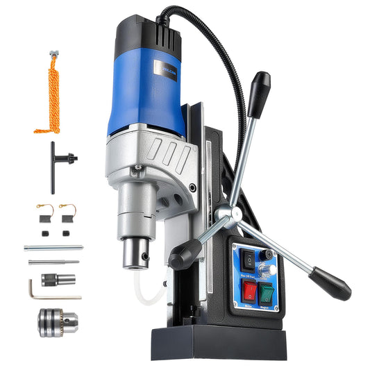 ZELCAN Mag Drill Press, 1550W Portable Magnetic Drill Press with 2" Boring Diameter, 0-580 rpm Stepless Speed & Reversible Direction, 2922 lbf Mag Force Electric Drilling Machine for Metal Surface