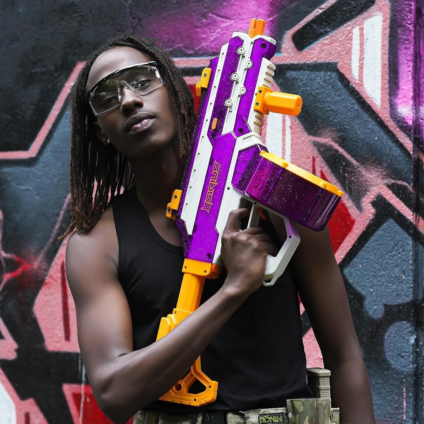 Sirius Gel Ball Blaster Gun 220FPS (XL Size), Full Auto Electric Water Bead Rifle with 1500 Capacity Mag, 1800mAh Rechargeable Battery, Splatter Ball Toy for Age 14+ & Adults (Purple)