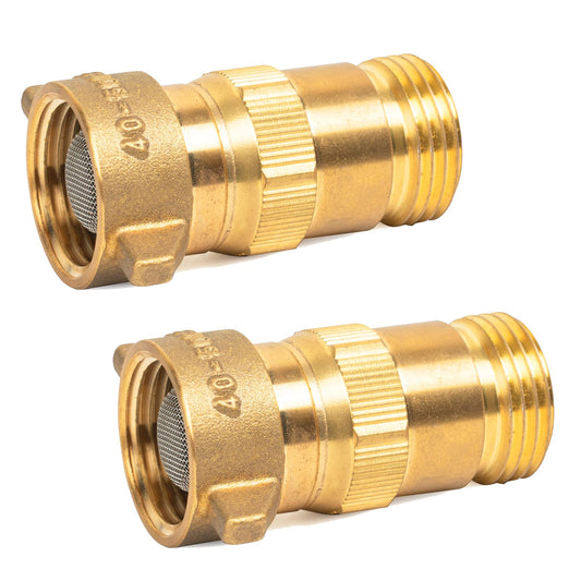 Hourleey Brass Hi-Flow Water Regulator, 2 Pieces RV Pressure Water Regulator with Filter Screen, for Campers, Travel Trailers, RV Plumbing System, 40-50 PSI, Set of 2