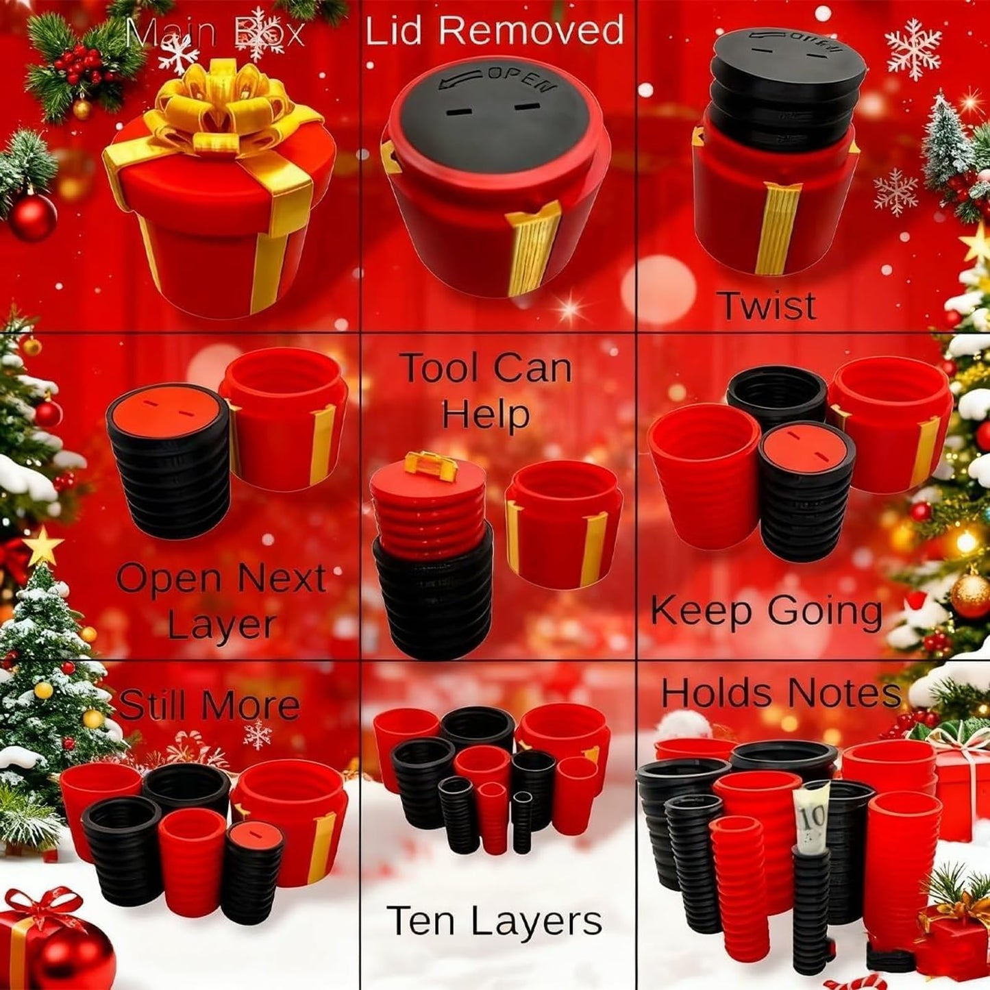 Annoying Nested Screw Gift Box, Annoying Gift Box, Reusable Prank Gifts Boxes for Cash and Small Surprises, Money Puzzle Boxes for Cash Gifts, Perfect Gag Gifts for Birthday, Christmas & Fun Party