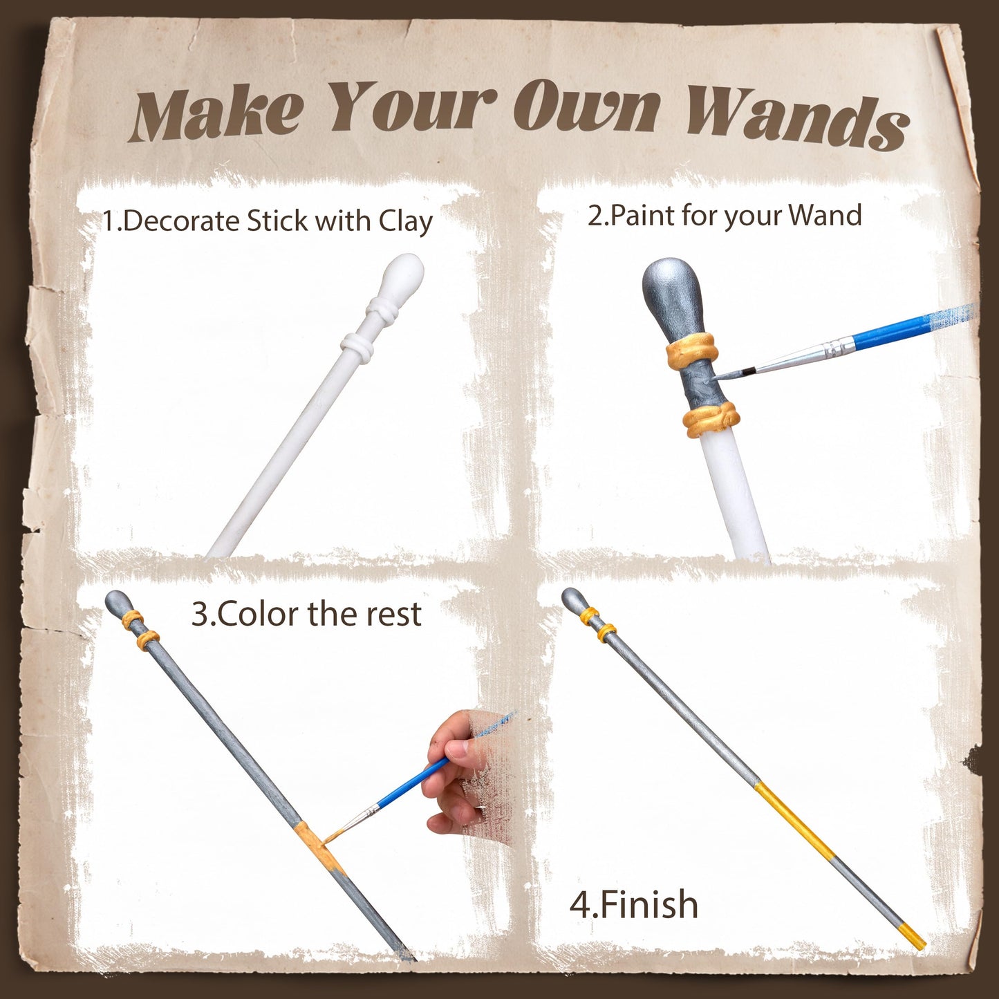 ColoPlay 53 PCS Wizard Magic Wand Making Kit DIY Crafts for Kids Adult Wizard Wand Birthday Party, Christmas, Halloween Party Favors