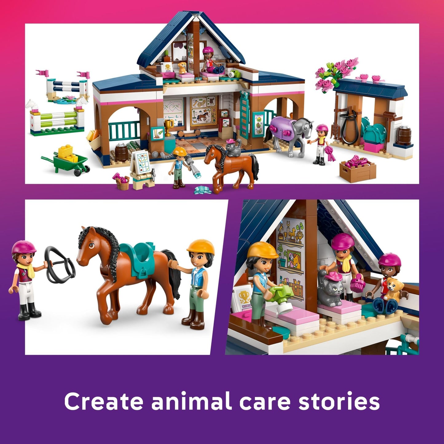 LEGO Friends Horse Stable and Riding Academy Building Toy for Girls & Boys - Pretend Play Set for Kids, Ages 7+ - W/3 Minidolls, Toy Animal Figures, & Accessories - Gift Idea for Birthdays - 42688