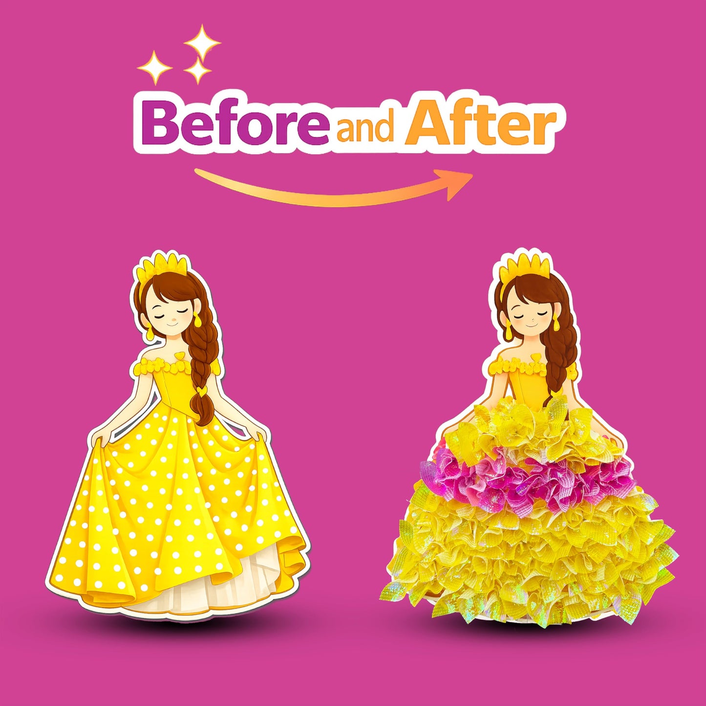 PoKraft Magical Princesses Poke Art, Paper Craft Kit with Gift Bag, Mess-Free Fun for Kids 3-9, Colorful DIY Activity Toys Games, Perfect Birthday Gifts for Girls, Builds Fine Motor Skills