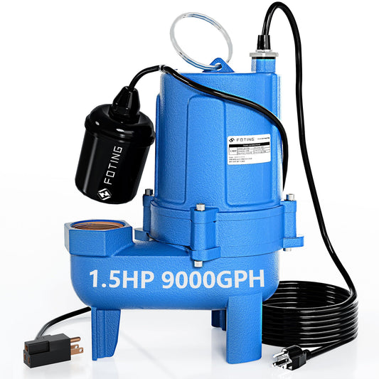 FOTING 1.5HP 9000GPH Submersible Sewage/Effluent Pump, Heavy Duty Cast Iron Septic Pump Automatic/Manual, Sump Pump for Basement, Septic Tank, Sewage Well, Sewage System, 2'' NPT Discharge