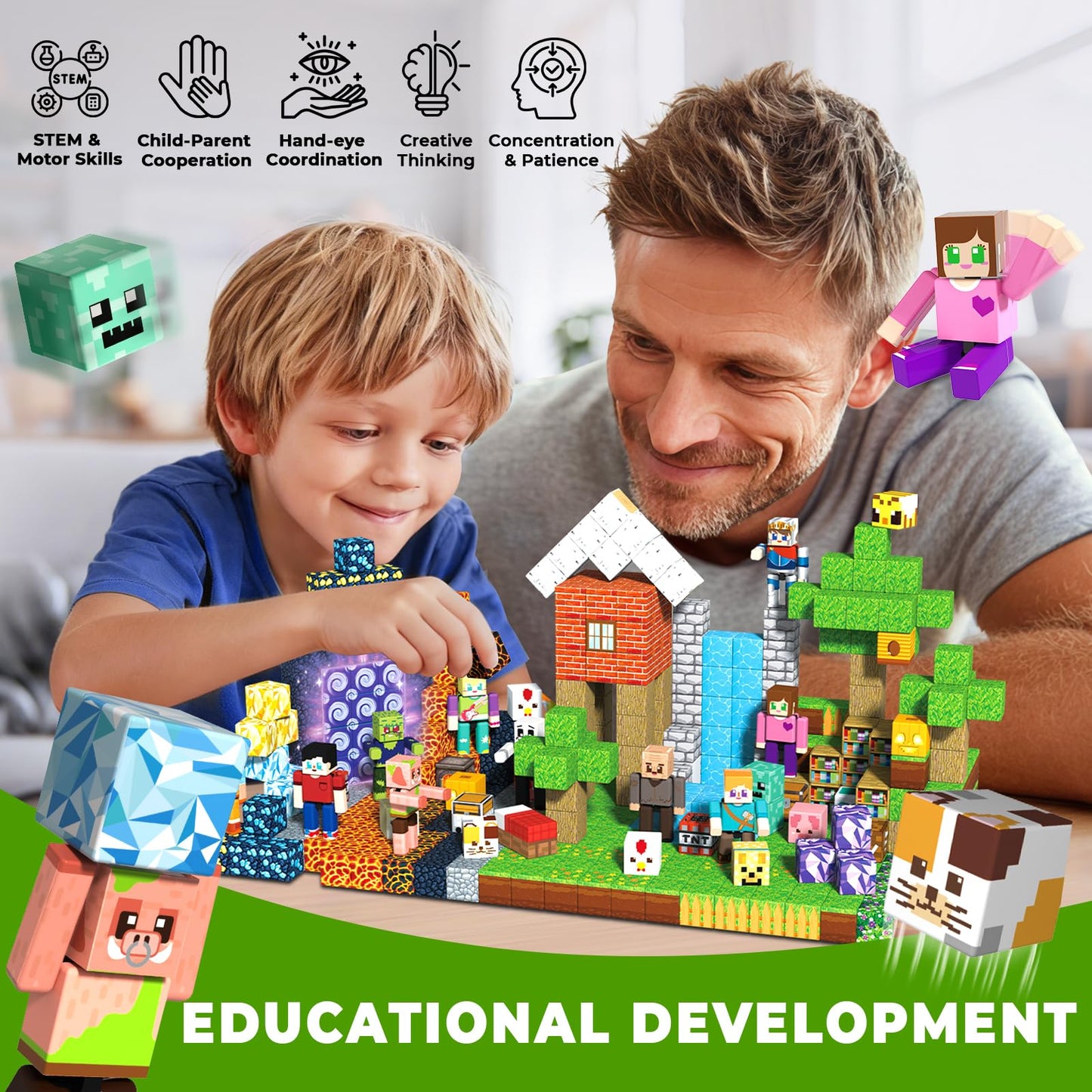 464 Pcs Magnetic Blocks - Magnetic Building Blocks, Magnet Cubes Stacking Toys for Kids Age 4-8, 8-12, Birthday Gift for 3 4 5 6 7 8 9 Year Old Boys Girls (Patent Pending)