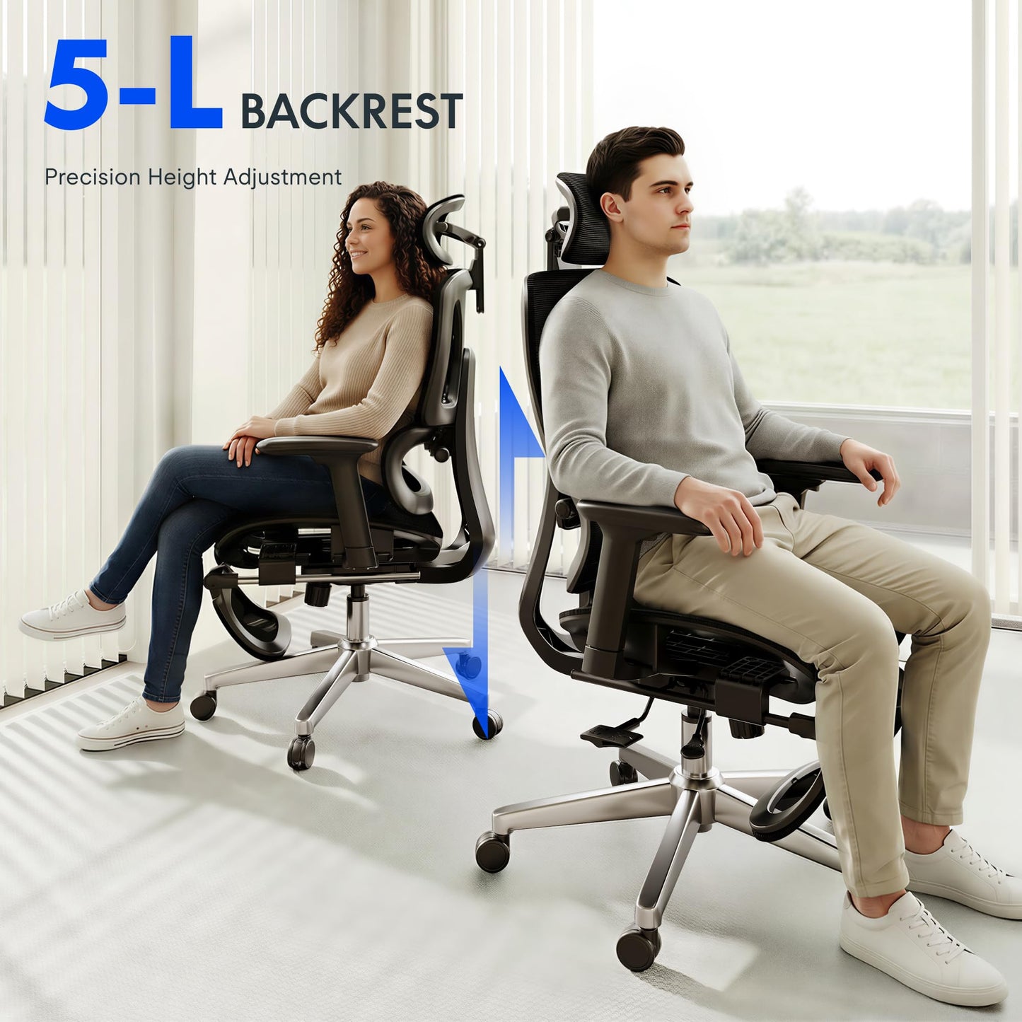 FLEXISPOT ErgoX Premium Ergonomic Office Chair with Footrest- Adjustable 3D Armrests, Dynamic Lumbar Support, Recline & Tilt Function, Mesh Seat, for Home & Office Use,Black