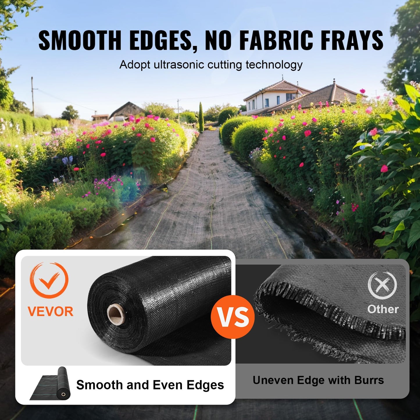 VEVOR Weed Barrier Landscape Fabric, 3x300 FT Heavy Duty Garden Weed Fabric, 3.2Oz Woven Weed Control Fabric, Weed Blocker Mat, Easy Setup, Durable PP Gardening Fabric for Driveway Ground Cover, Black