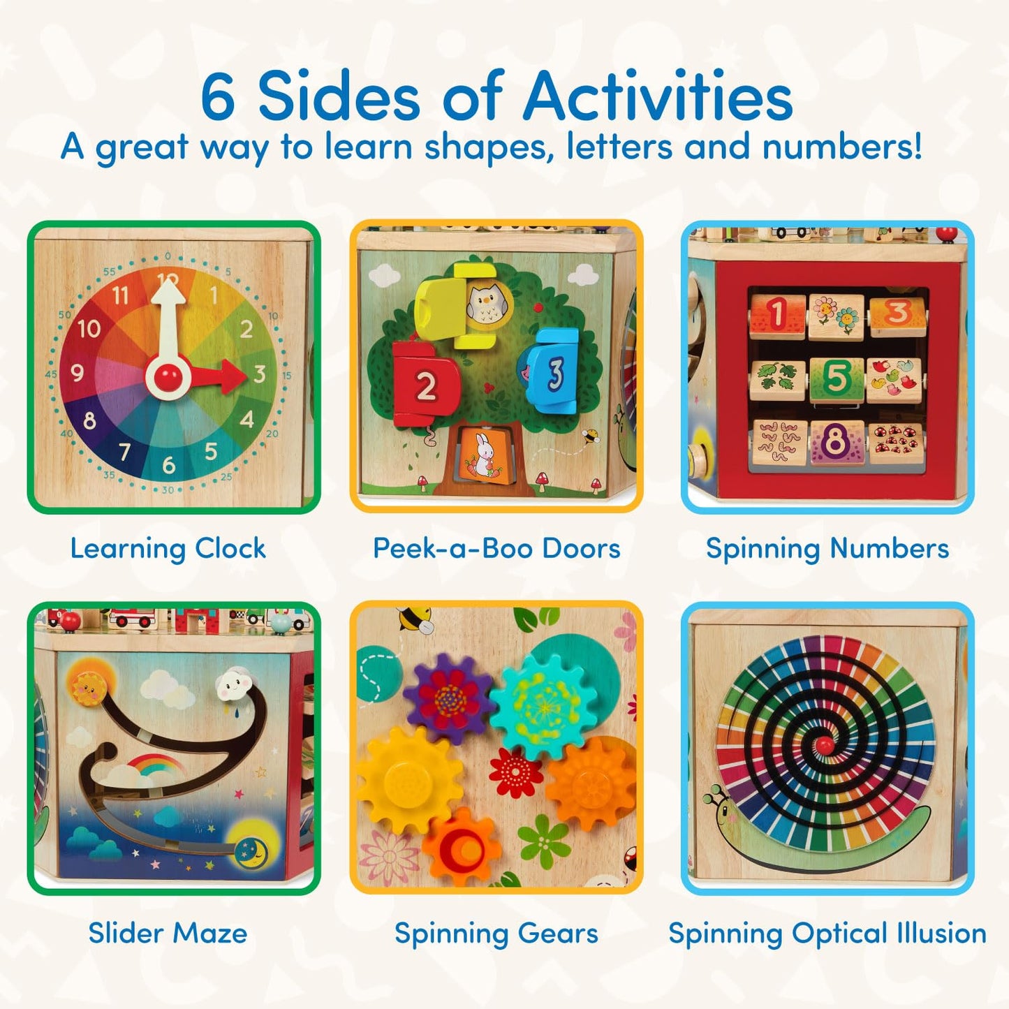 Battat – Wooden Activity Cube – City – Themed Activity Center – Educational Toys – Wooden Toys for Toddlers and Kids – 1 Year +