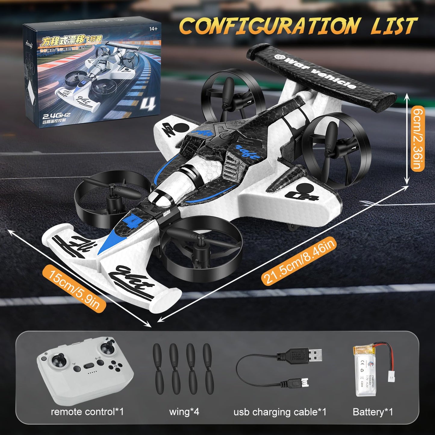 NEWFATE RC Plane Drone RC Drift Car, 2 in 1 RC Plane Stunt Drone RC Drift Car, 2.4Ghz Remote Control Airplane Car Toysr and Remote Control Airplane Stunt Drone Plane, Racing car for Kids 8-12 Kids