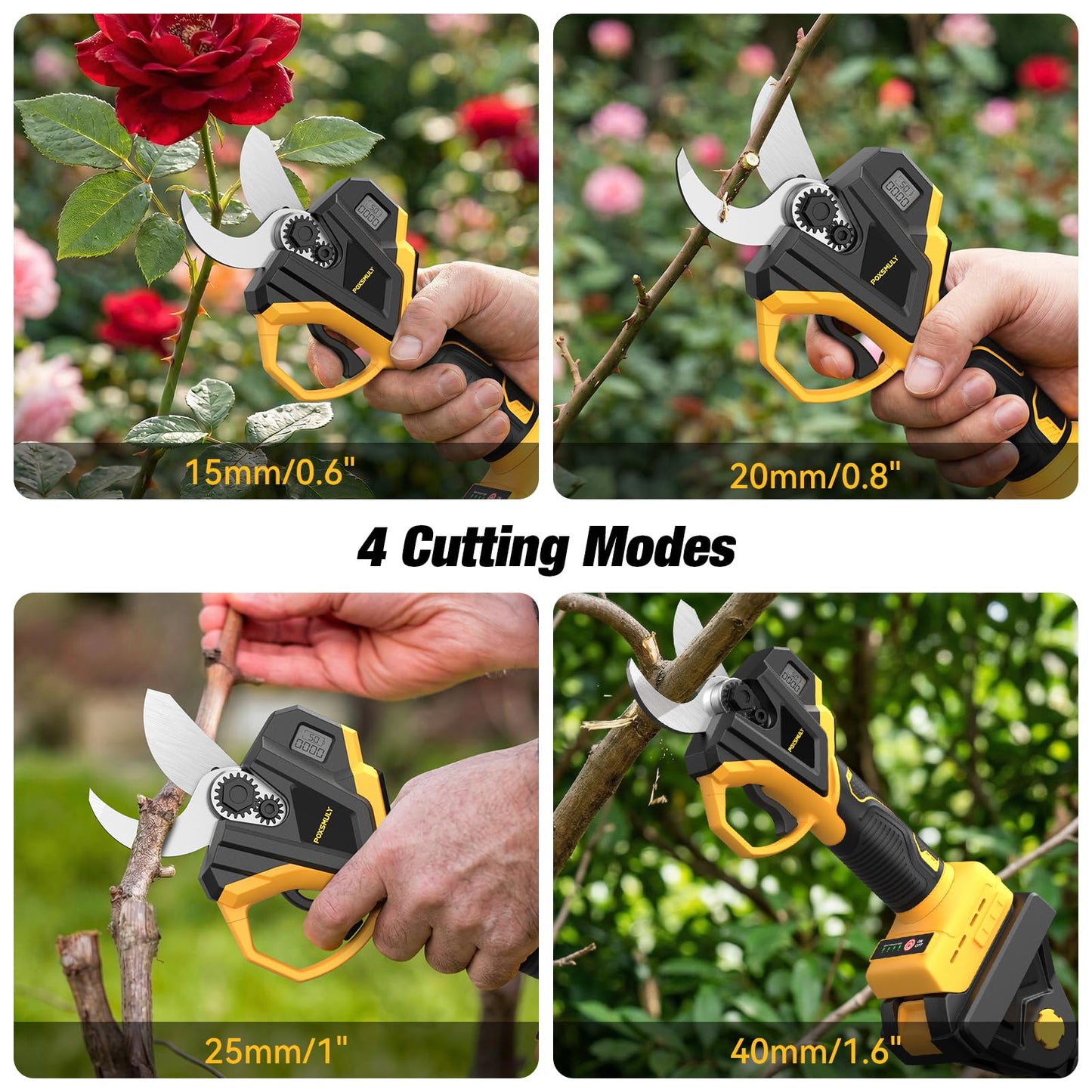 2-In-1 Electric Pruning Shears for De-walt 20v Max Battery, 1.6" Cutting Diameter Cordless Pole Pruners 20v - Brushless Motor, 4 Modes Electric Pruning Shears for Gardening & Tree Trimmer (No Battery)