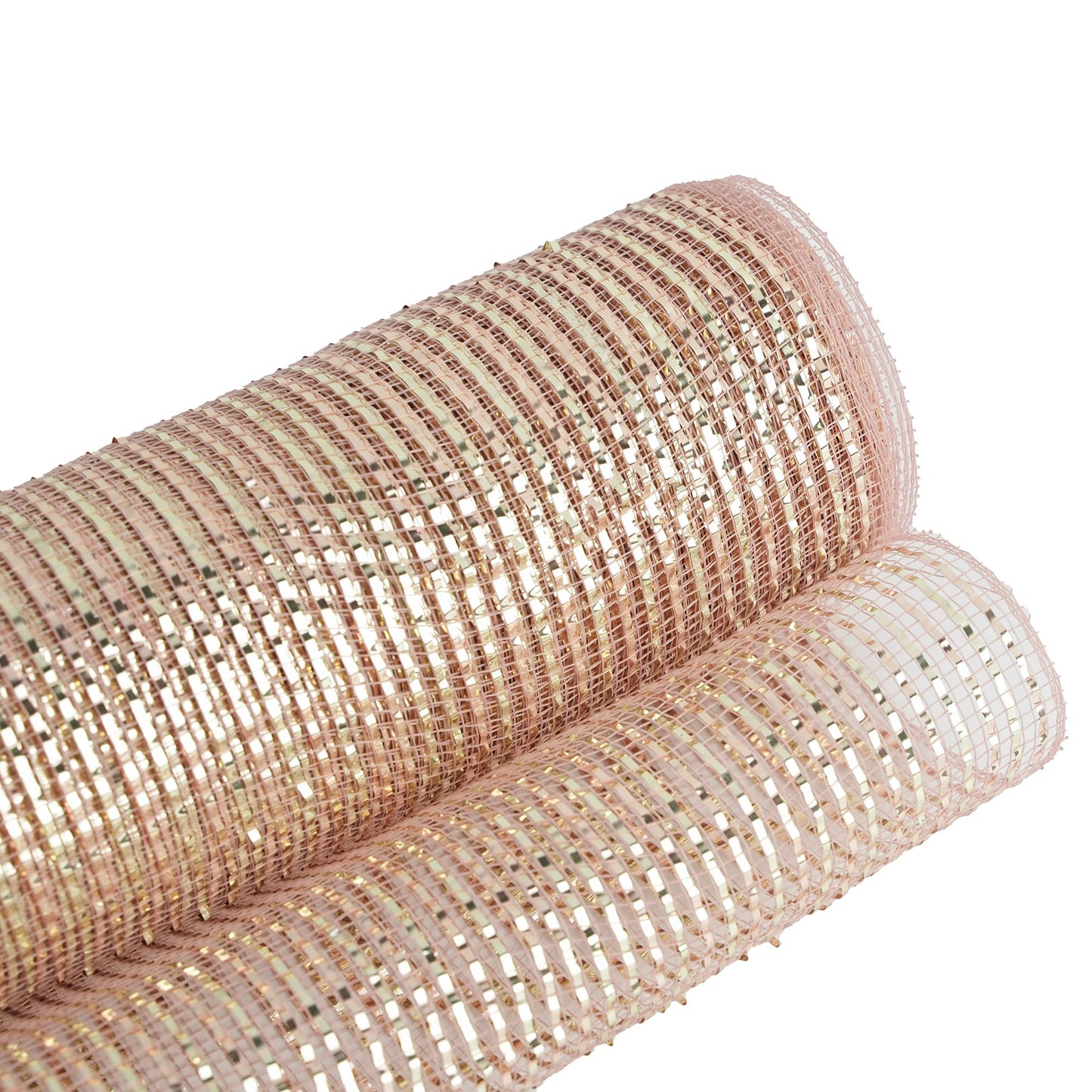HUIHUANG Rose Gold Deco Mesh 10 inch Rolls, Decorative Mesh Ribbon with Gold Wide Foil for Christmas Wreaths Supplies, Swags, Christmas Tree Decoration, Wedding, Garland and Bows