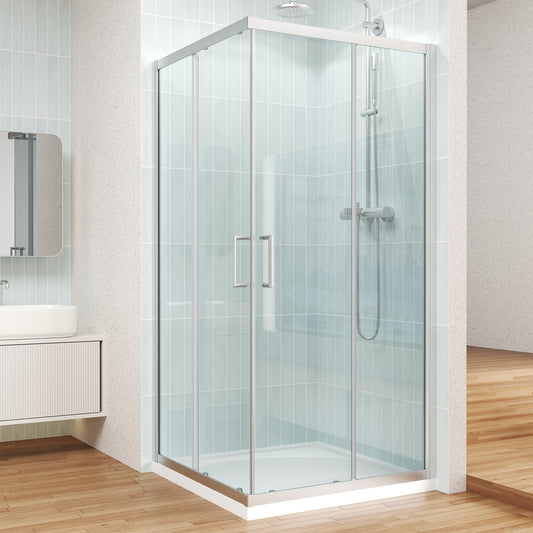 ENSO SENKA Corner Shower Enclosure 36" D X 36" W X72" H Shower Stall for Walk in Shower, 1/4" Thick Clear SGCC Tempered Glass Sliding Shower Door, Brushed Nickel (Shower Base Not Included)