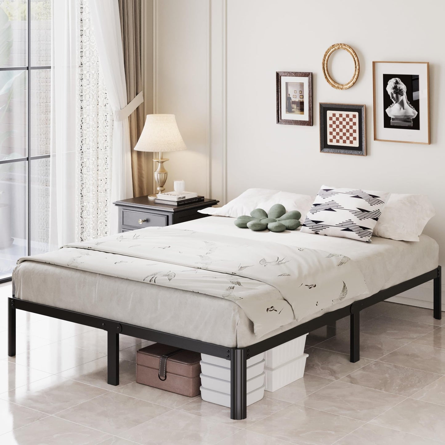 Lutown-Teen 10 Inch King Bed Frame with Rounded Corner Legs, 2000 LBS Heavy Duty Metal King Size Platform Bed Frame No Box Spring Needed, Noise Free, Easy Assembly, Black