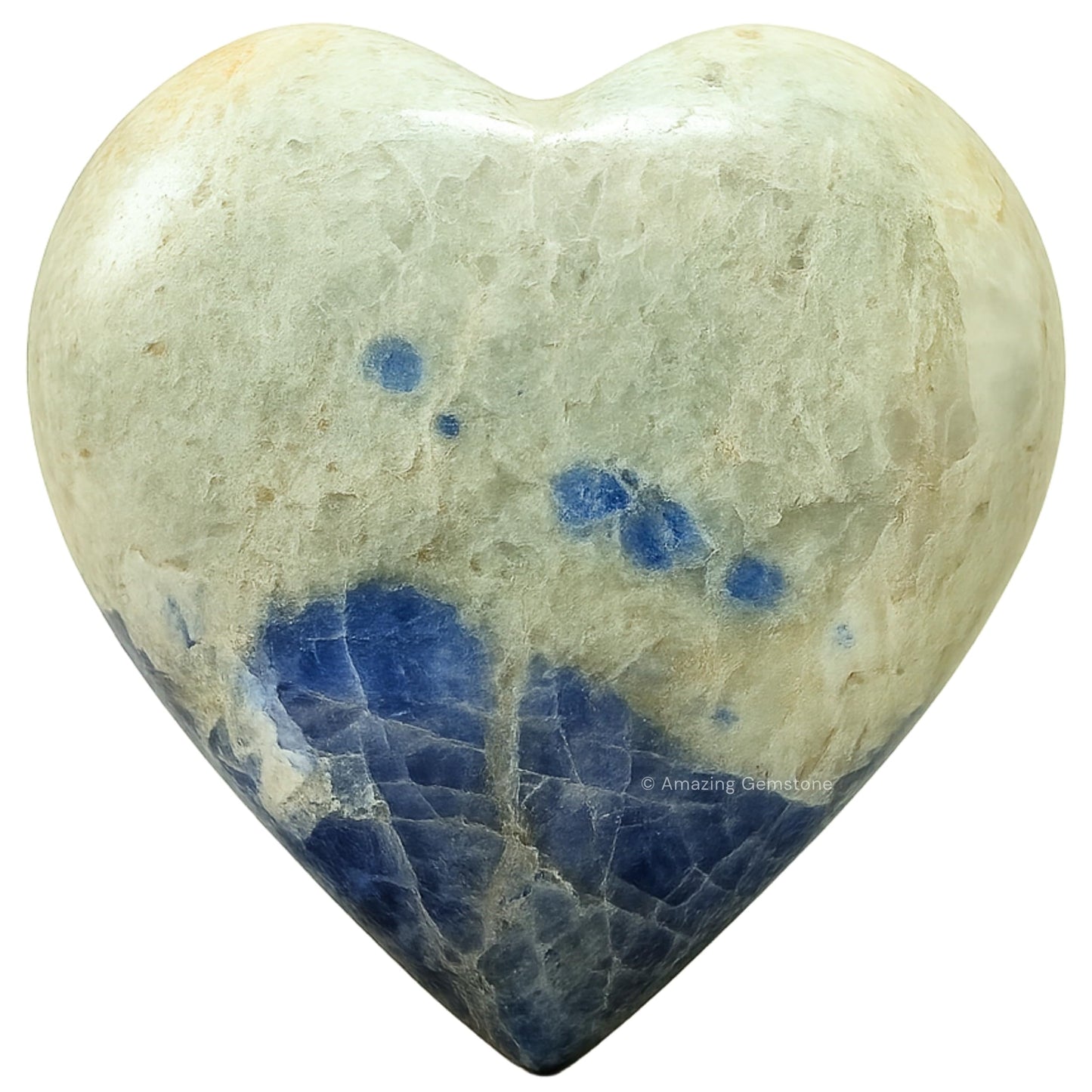 Amazing Gemstone Hackmanite Fluorescent Sodalite Crystal Heart Palm Stone - Pocket Massage Worry Stone for Natural Body Chakra Balancing, Reiki Healing and Crystal Grid