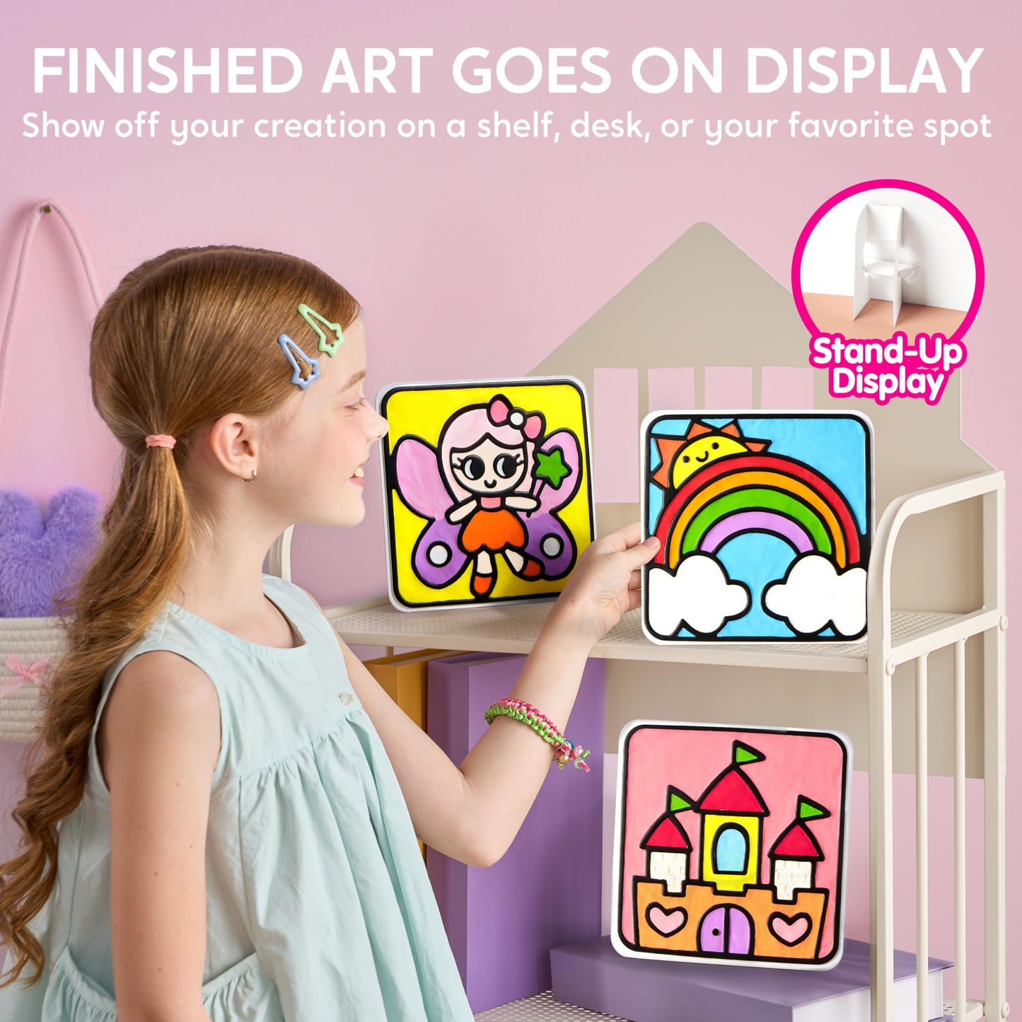JOVA Klever Kits Air Dry Clay Painting, Air Clay Kit for Kids, 8 Pre-grooved Filling and Original Designed Boards, Easy Play and Non Toxic Material, Arts and Crafts for Kids Age 4-9