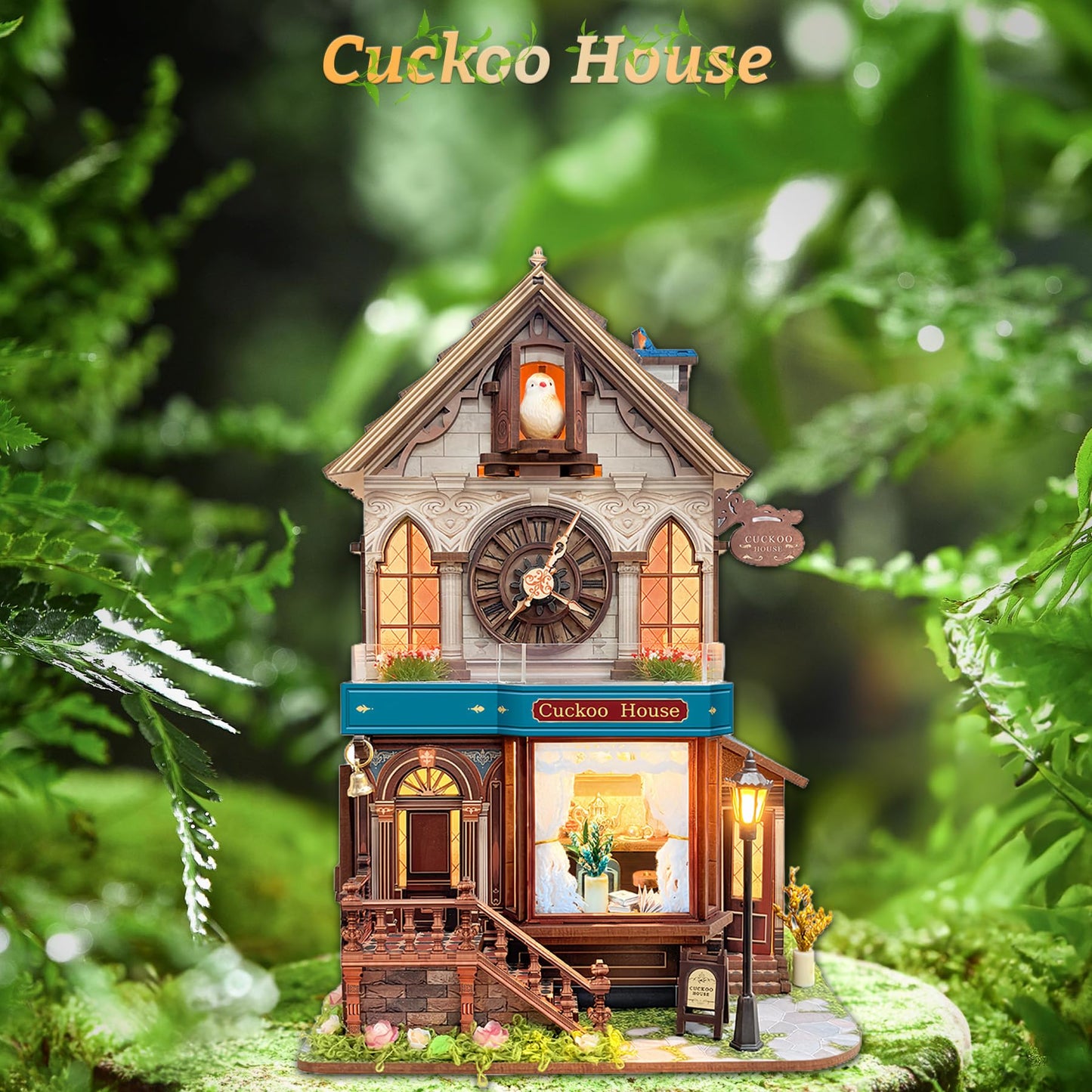 SUNNINO Miniature Dollhouse Kit, Cuckoo House 3D Wooden Puzzles for Adults Mini House Building Kit with 3 Modes Touch Switch Christmas Birthday Gifts Home Decor for Adults and Teens