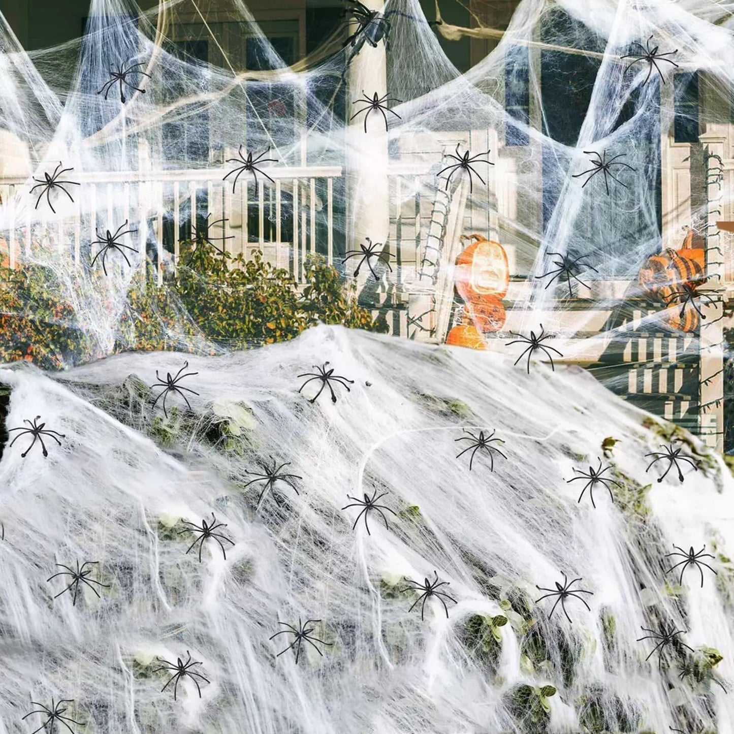 Oxivane Halloween Spider Webs Decorations 1000 sqft with 30 Fake Spiders, Super Stretchy Cobwebs for Halloween Decor Indoor and Outdoor Party Supplies