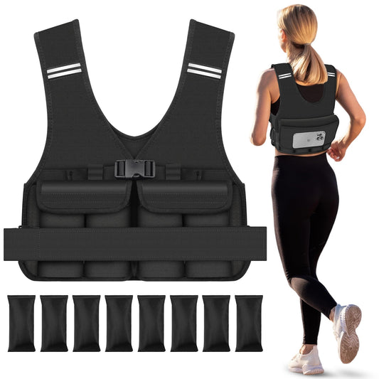 DMDG Adjustable Weighted Vest for Woman Men With Shoulder Pads 2-18 lbs, Weighted Vest For Walking, Running, Cross Training, Muscle Building,Improve Bone Health- Comfortable, Washable