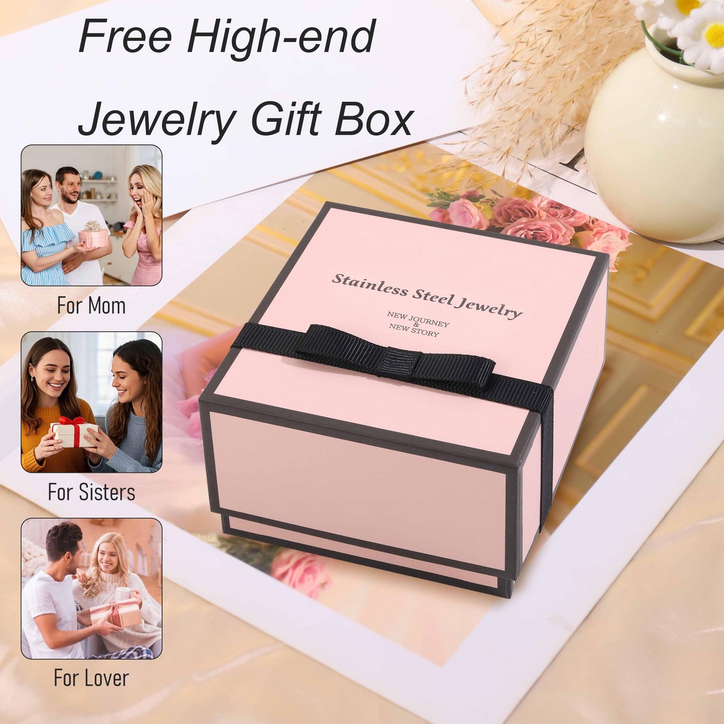 ISELBDR 18K Gold Bracelets for Women - Clover Cuff & Cubic Zirconia Tennis Bangle Set - Non-Tarnish Stainless Steel Trendy Jewelry Gift for Valentine‘s, Christmas & Mother’s Day (Black)