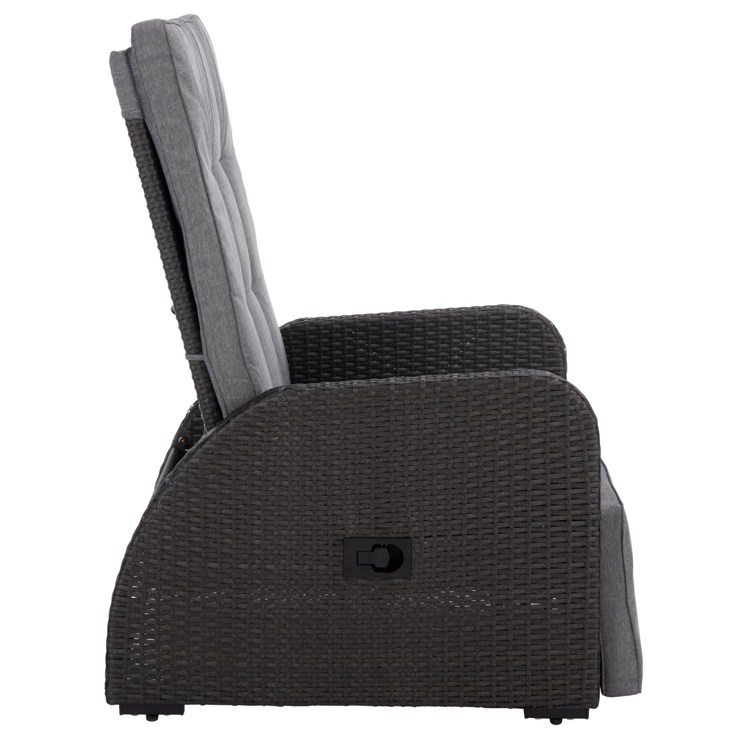 SAFAVIEH Outdoor Patio Furniture Collection – Millman Black & Grey Weather-Resistant Recliner Chair, Adjustable Backrest & Cushioned Seat (PAT6906A)