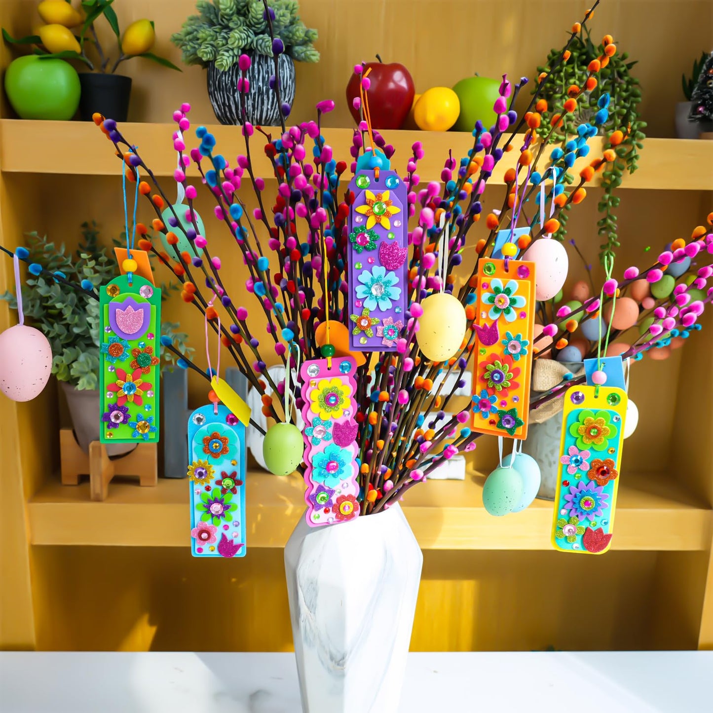 Winlyn 36 Sets Flower Crafts Kits Spring Summer Crafts DIY 3D Tuilp Sunflower Flower Bookmarks Ornaments Art Sets Foam Stickers Arts and Crafts for Kids Camping Classroom Activities Party Favors