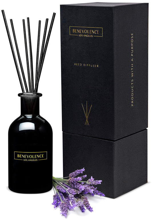 Benevolence LA Reed Diffusers for Home, Lavender & Eucalyptus Relaxing Fragrance | Aromatherapy Reed Diffuser Sticks with Gift Box, Scented Sticks for Bathroom | Home Décor