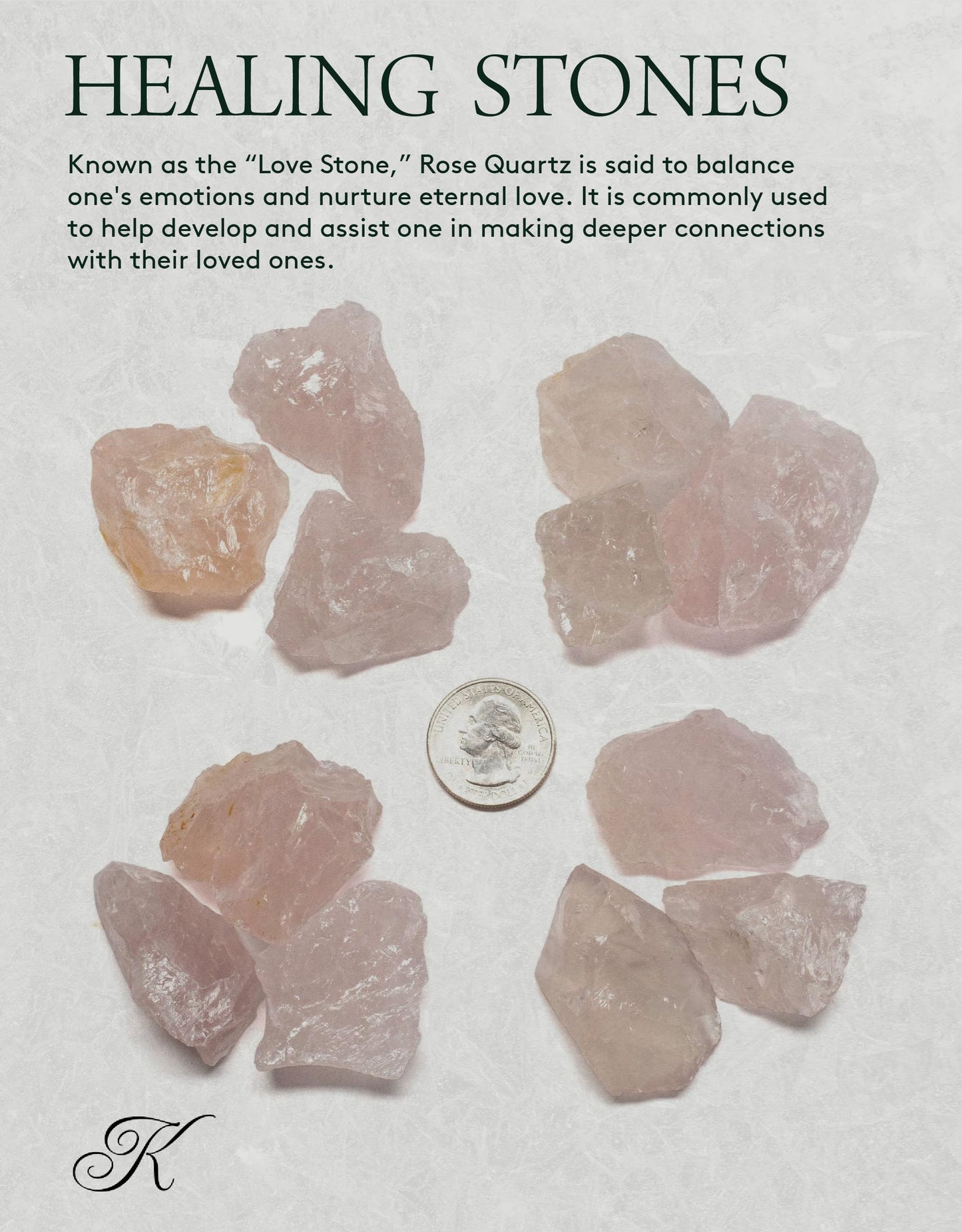 KALIFANO Rough Rose Quartz with Healing & Calming Effects - AAA Grade High Energy Raw Cuarzo Rosa with Information Card - Reiki Crystal Used for Friendship and Love (Family Owned and Operated)