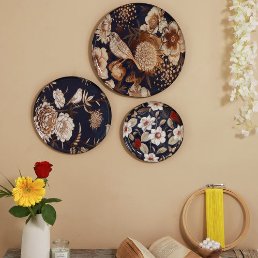 RITUALISTIC Oriental Bloom Madhubani Wall Plate for home decoration | Wall Decor item for living room | Metal wall Décor | Gift item for unisex | Wall Art| Home Décor & Valentine's day Gift Item|Set of 3