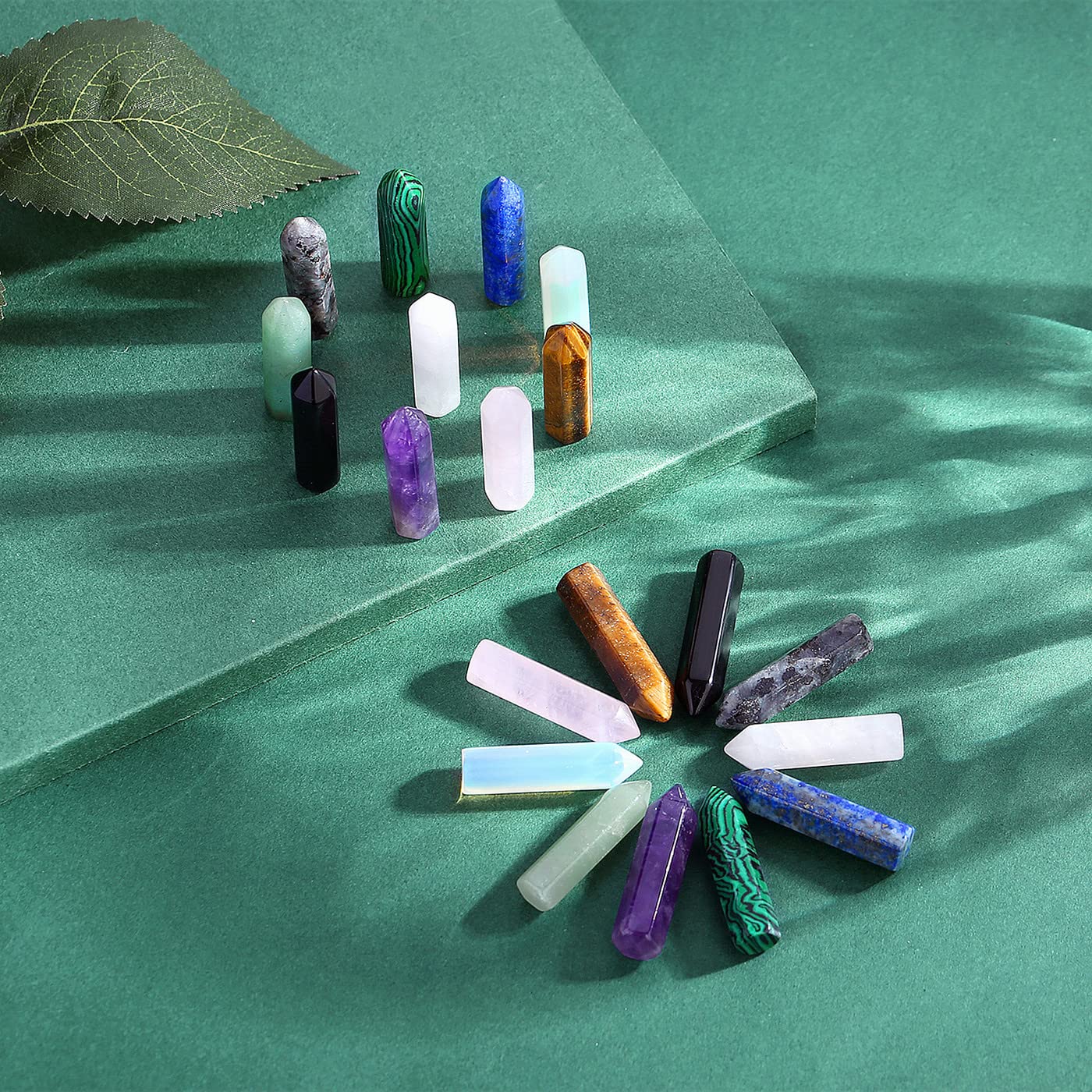 QINJIEJIE 10 PCS Healing Crystals Wands Mini Crystal Pocket Polished Tumbled Stones Rose Quartz Amethyst Assorted Bulk Natural Hexagonal Single Pointed Reiki Energy Balancing Meditation Therapy Gift