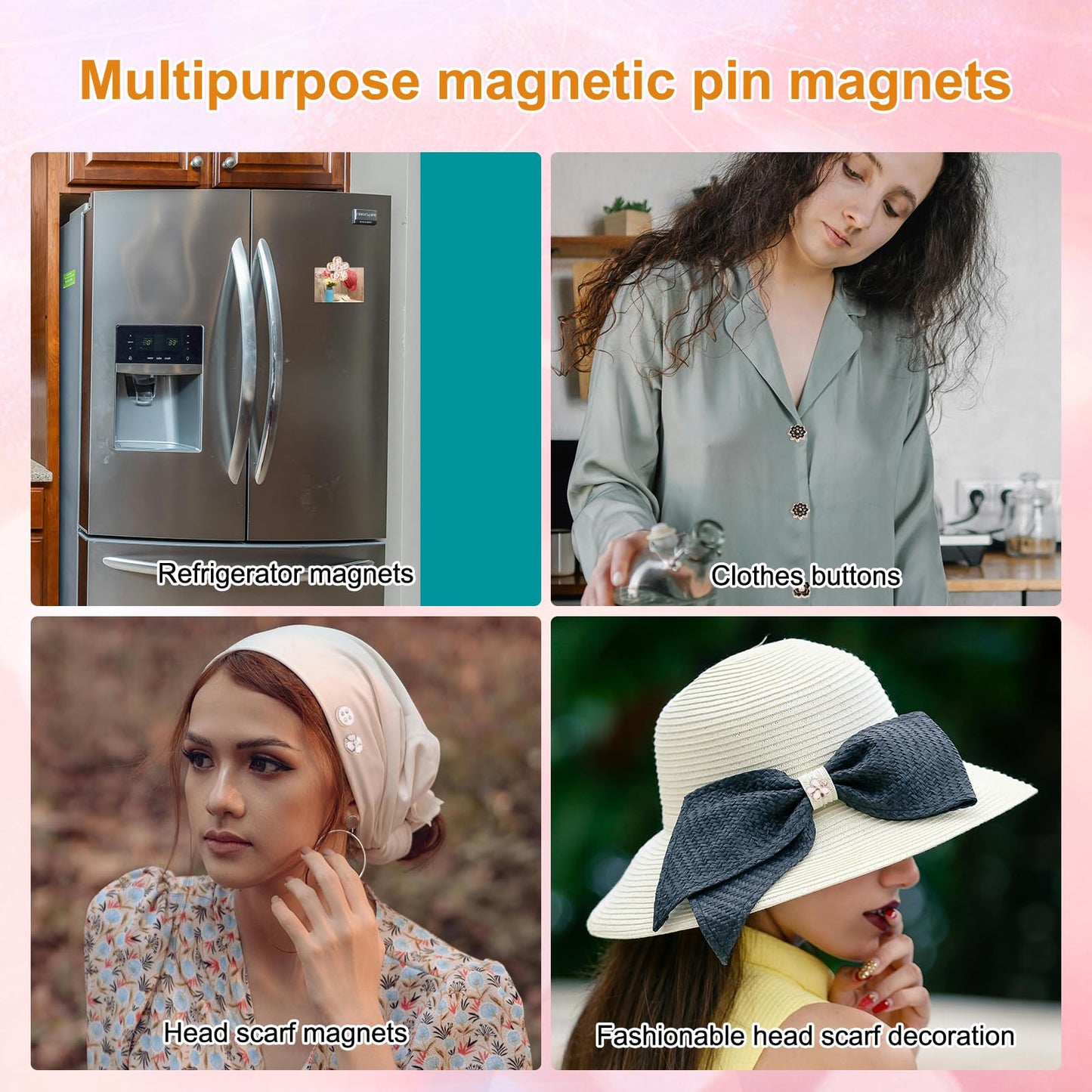 12pcs Magnetic Hijab Pins, Black and White No Snag Hijab Magnets Multipurpose Strong Magnetic Scarf Clip Clasp Buttons Pinless Brooch for Scarves Hats Shirt Collars Shawls Clothing (Style1)