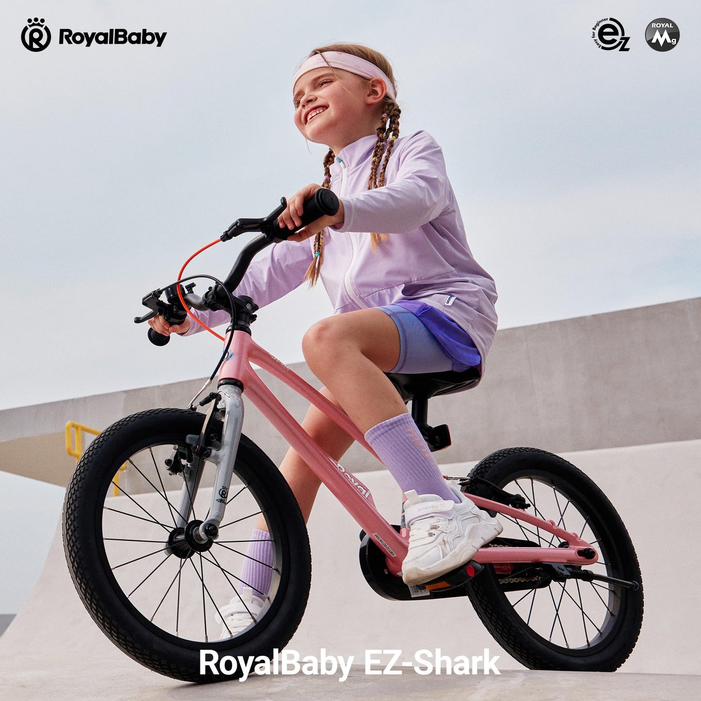 RoyalBaby EZ-Shark Ultra-Light 16 Inch Kids Bike Beginners Learning Bicycle Lightweight Alloy Boys Girls Ages 4+ Years, Pink