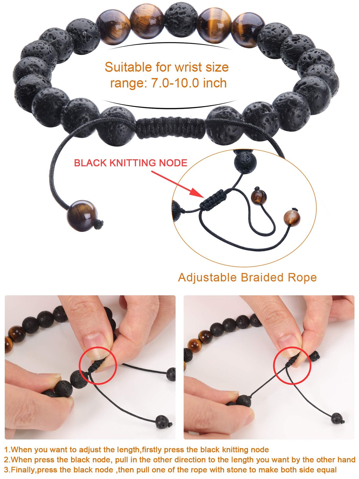 Tatuo 4 Pcs Lava Rock Bracelet for Men Bead Chakra Essential Oil Diffuser Bracelets Jewelry Gift(Style E)