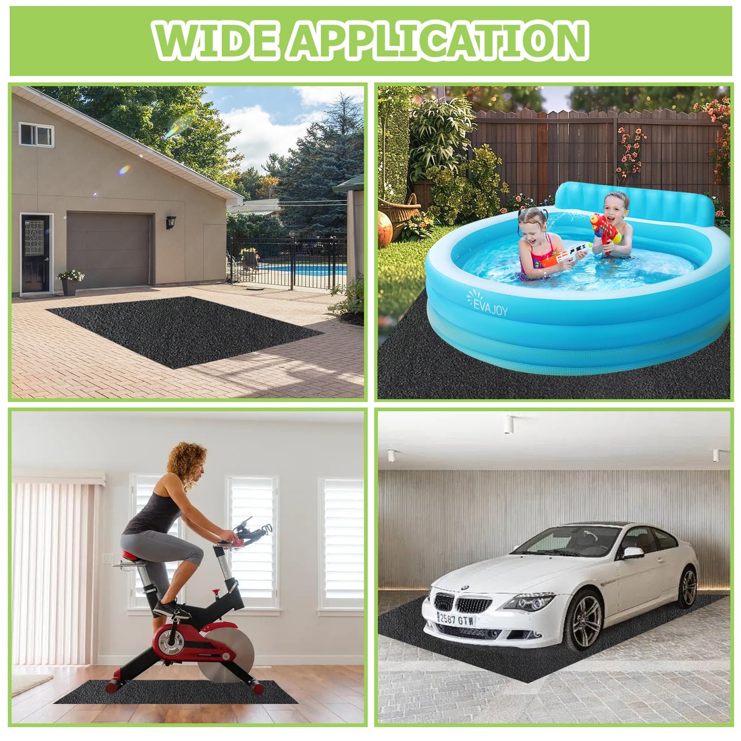 RUNZEG Outdoor Storage Shed Floor Mat, 6 * 4FT Waterproof Washable Garden Flooring Pad with Non Slip Backing, Soft Furniture Patio Covering Carport dust Oil Mat-Tool Shed, Storage Shed Not Included