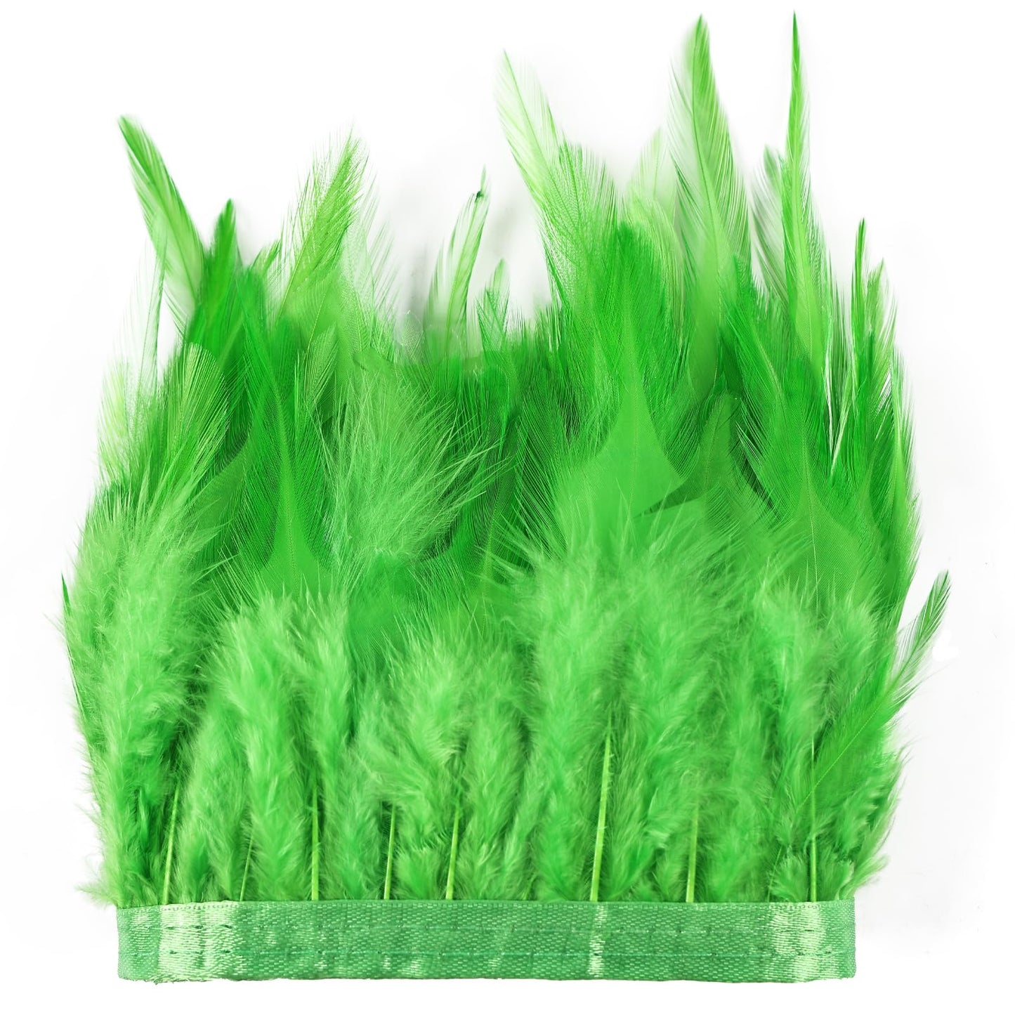 Lime Green Rooster Feather Fringe Trim 14.7ft 3-5inch Fluffy Feather Trim Fashion Dress Sewing Crafts,Gloves,Feather Shawl Cape, DIY Handbag and Wedding Decoration