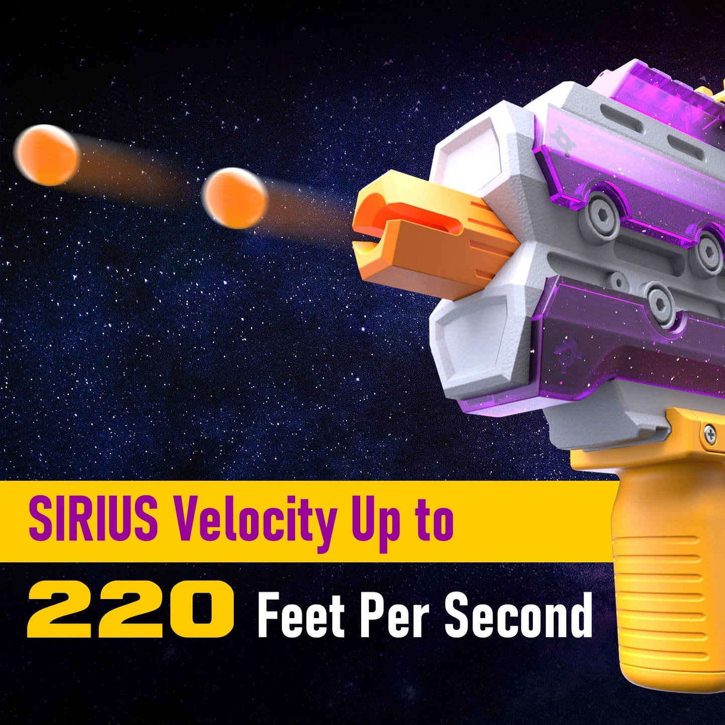 Sirius Gel Ball Blaster Gun 220FPS (XL Size), Full Auto Electric Water Bead Rifle with 1500 Capacity Mag, 1800mAh Rechargeable Battery, Splatter Ball Toy for Age 14+ & Adults (Purple)