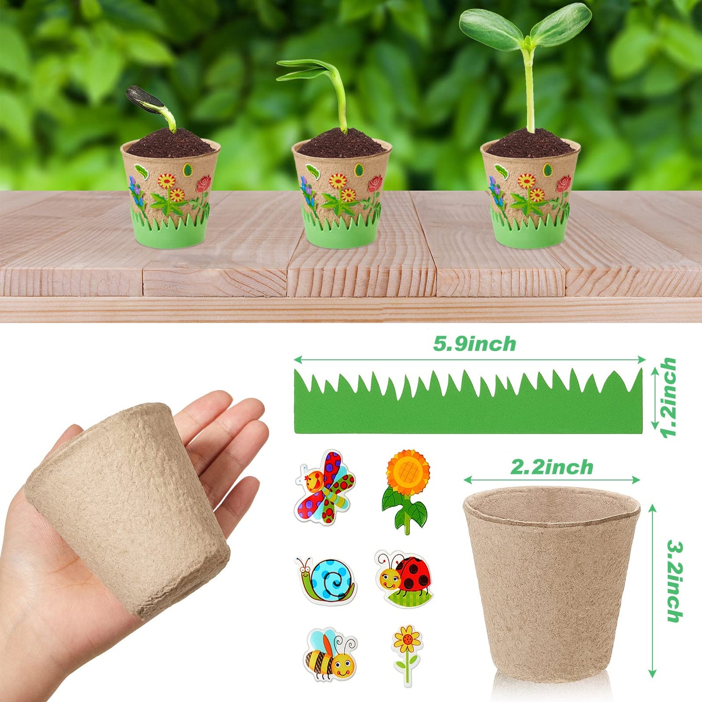 Jecery 30 Sets Garden Paper Craft Kit DIY Foam Flower Pots, Flower Planting and Growing Kit for Spring Summer Early Graduation DIY Crafts