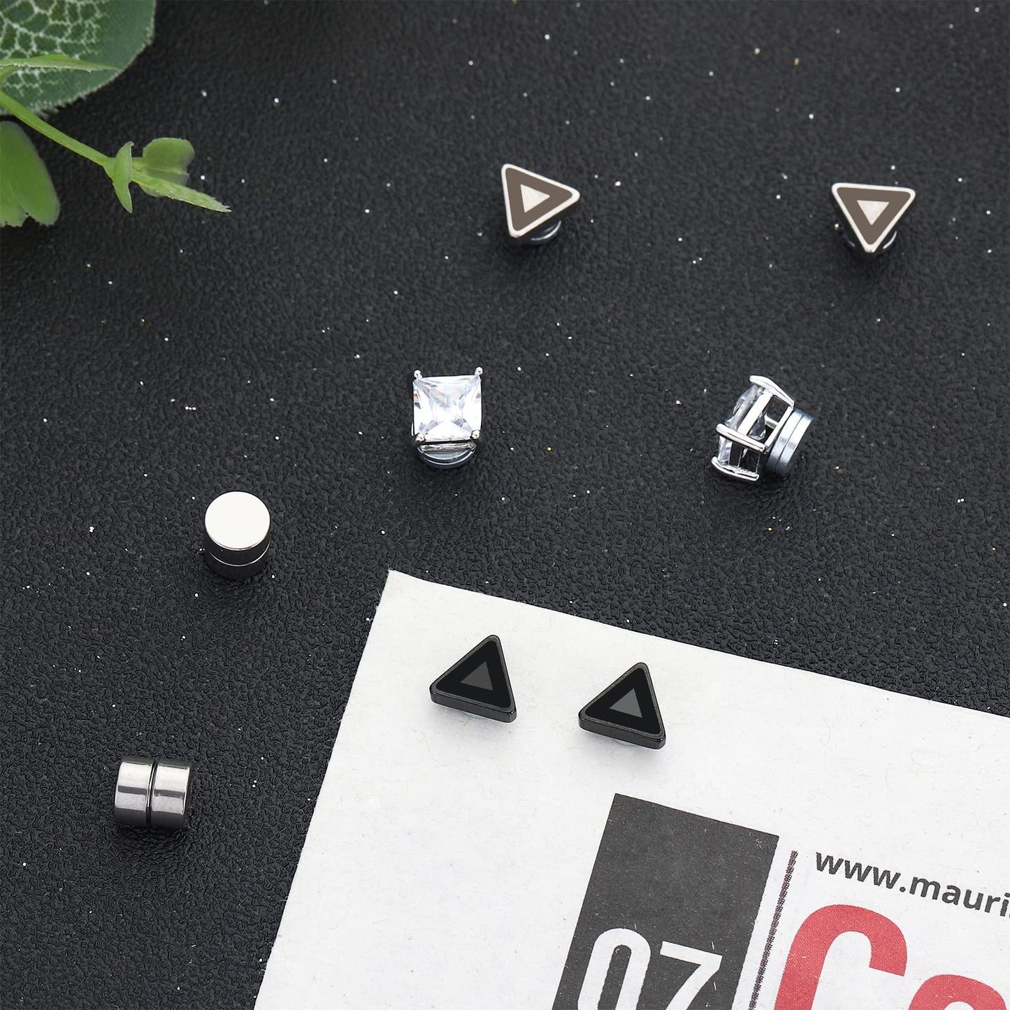 NEWITIN 15 Pairs Magnetic Stud Earrings for Men Clip on Earrings Stainless Steel Magnet Earring Unisex Dangle Cross CZ Hoop Magnetic Stud Earring Set for Men Women