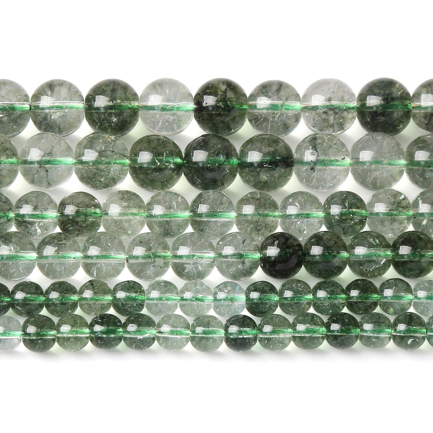 32PCS 12MM Green Crackle Phantom Ghost Crystal Beads for Jewelry Making DIY Bracelet Necklace Accessories 15" Energy Healing Power Stone Beads