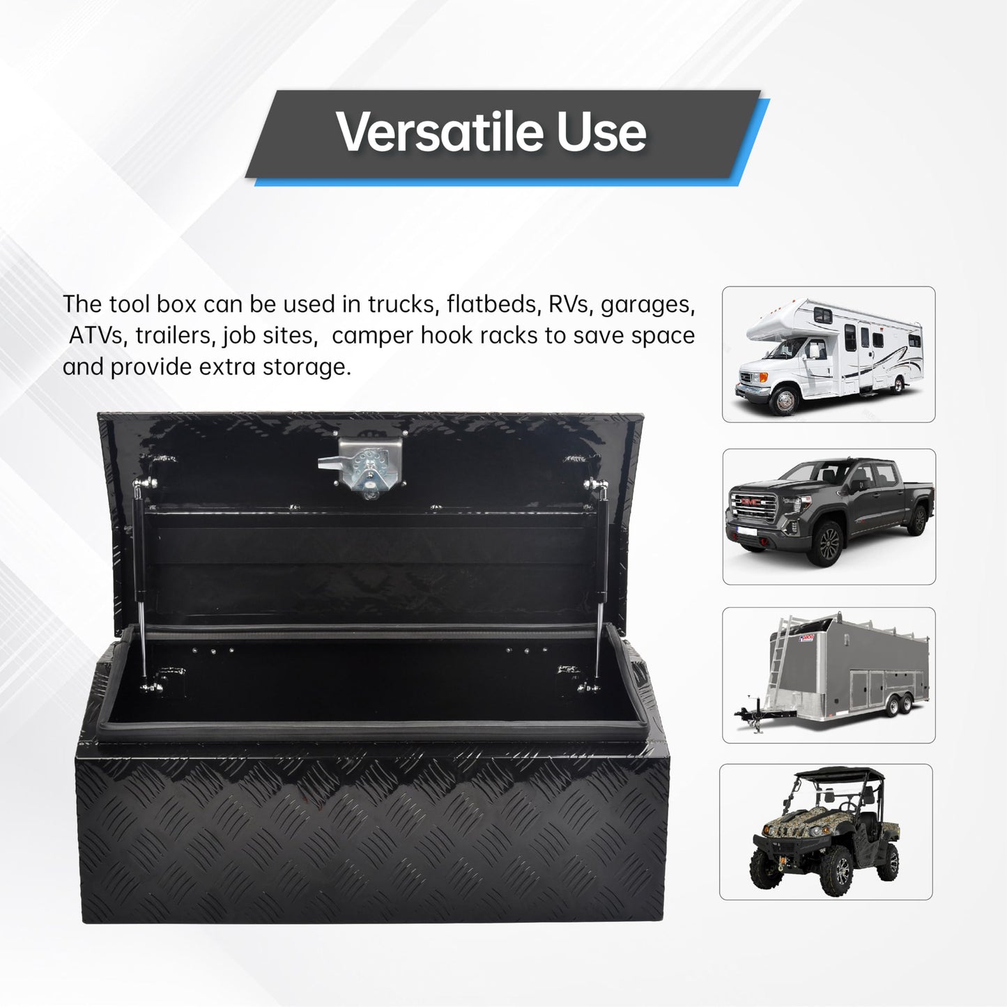 GESEXI 30 Inch Aluminum Truck Tool Box，Heavy Duty Truck Bed Tool Box Storage Organizer with T-Handle, Black (30'' x 13.2'' x 13.5'')
