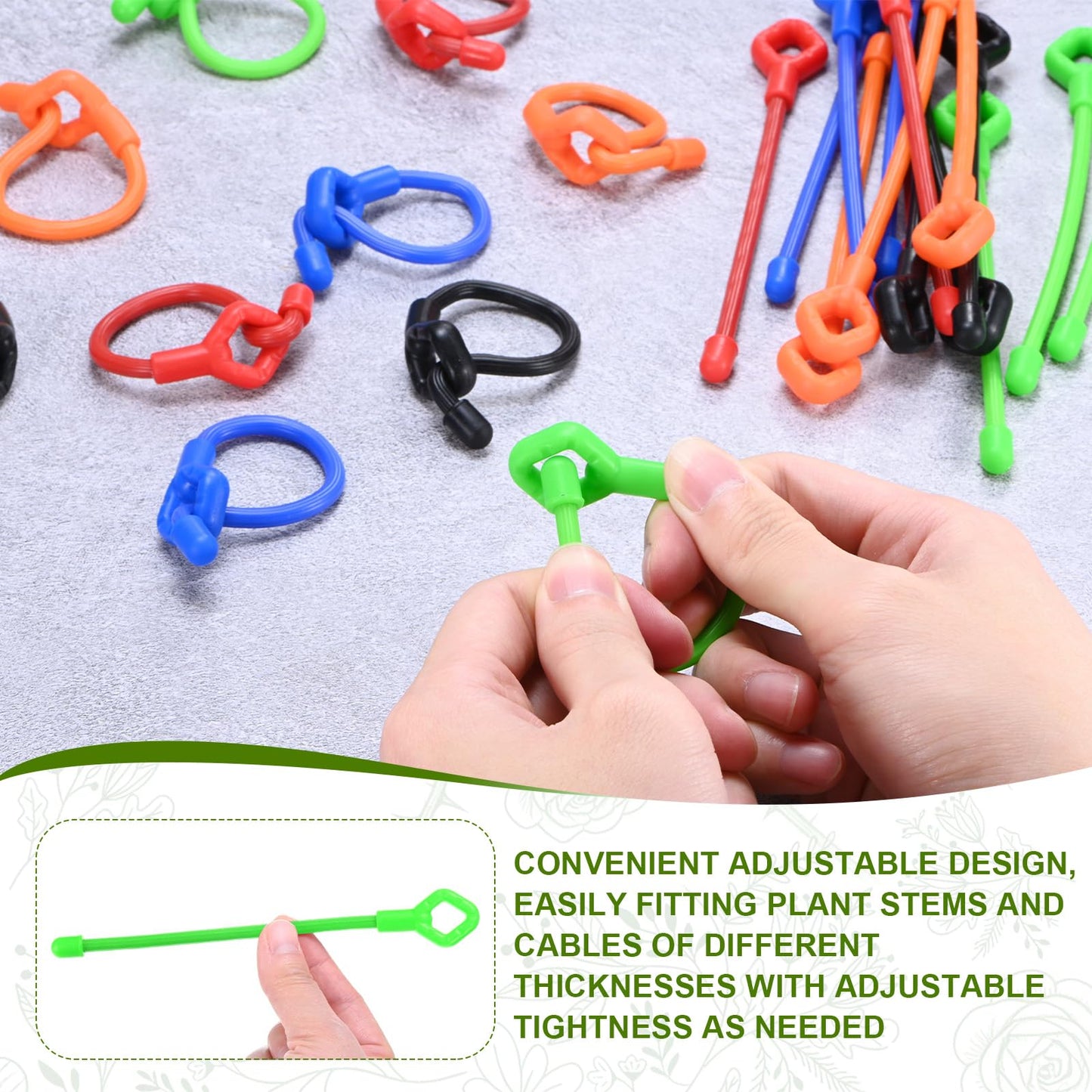 M METERXITY 12-Pack Adjustable Plant Ties, 8inch/20.32cm Silicone Flexible Multi-Function Sturdy Garden Twist Tie for Plant Support/Tree/Shrub/Vine, Reusable Support Twine [Green]