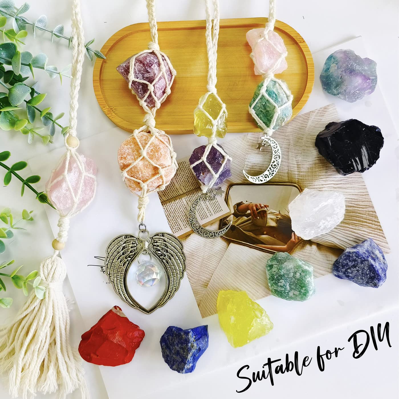 ZHIYUXI Amethyst Raw Crystals Bulk Large Crystals 2" Quartz Crystals and Stones Rocks for Tumbling Gemstones for Meditation, Wicca, Cabbing, Fountain Rocks, Wire Wrapping, Decoration 4pcs